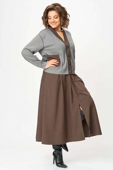 Костюм/комплект Aira Style 24131 -1 двойка шоколадный размер 48-60 #6