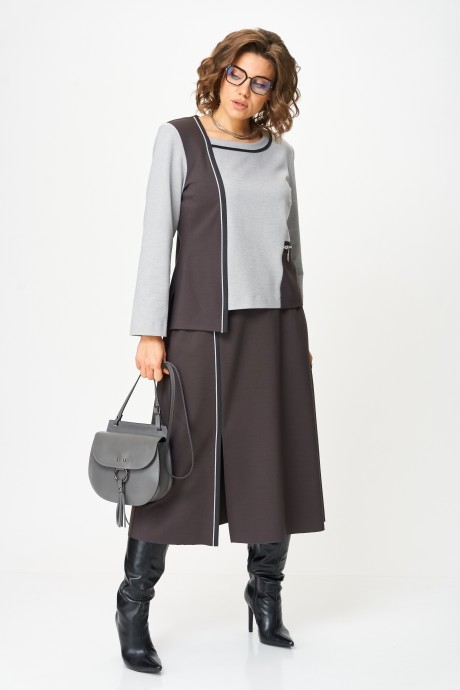 Костюм/комплект Aira Style 24132 двойка серо-коричневый размер 50-60 #3