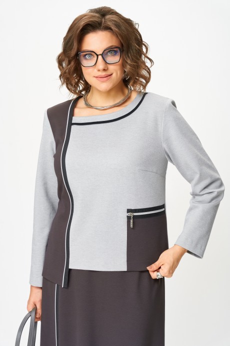 Костюм/комплект Aira Style 24132 двойка серо-коричневый размер 50-60 #5