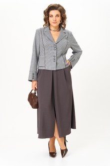 Юбочный костюм Aira Style 24133 двойка серо-коричневый