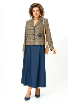 Юбочный костюм Aira Style 24-17 А двойка сине-бежевый