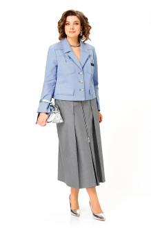 Юбочный костюм Aira Style 24139 серо-голубой