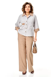 Брючный костюм Aira Style 24255 двойка серо-бежевый