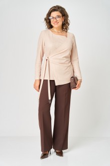 Брючный костюм Орхидея Люкс 1643 бежевый, коричневый