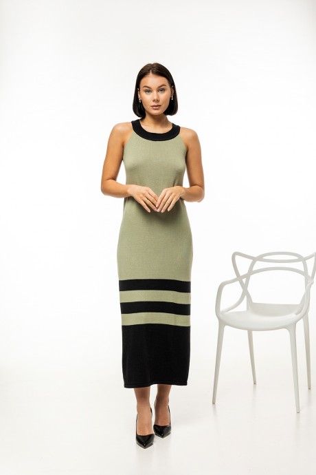 Платье RomGil РВ0041-ХЛ4 серо-зеленый, черный размер 42-50 #1