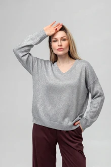 Джемпер (кофта) RomGil РВ0344-ХМ5 серый шелк, серебро