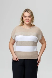 Джемпер (кофта) RomGil РВ0516-ХМ4 бежевый лайт, белый, серебро