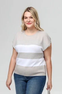 Джемпер (кофта) RomGil РВ0516-ХМ4 льняной, белый, серебро