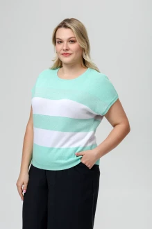 Джемпер (кофта) RomGil РВ0516-ХМ4 бирюзовый, белый, серебро