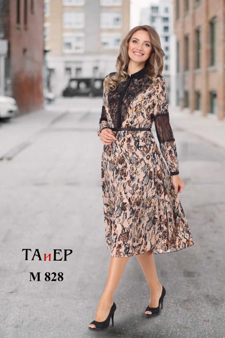 Платье ТAиЕР 828 пудра мультиколор размер 46-50 #1