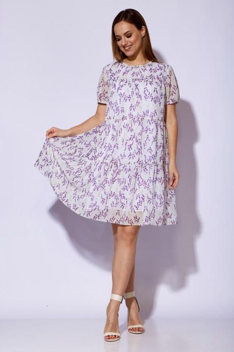 Платье ТAиЕР 1186 белый, фиолетовый размер 44-48 #1