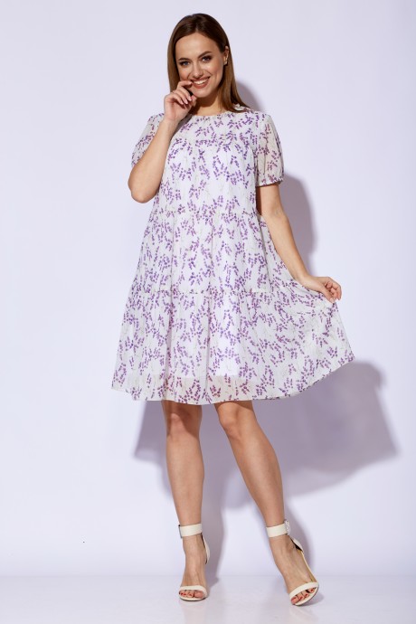 Платье ТAиЕР 1186 белый, фиолетовый размер 44-48 #2