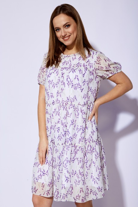 Платье ТAиЕР 1186 белый, фиолетовый размер 44-48 #7