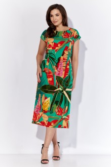 Платье ТAиЕР 1296 Зеленый, оранжевый #1