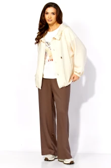 Брючный костюм ТAиЕР 1431 тройка молочный, шоколад