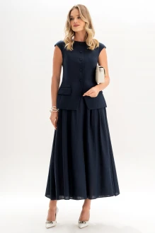 Юбочный костюм ЮРС 24-458 -1 темно-синий