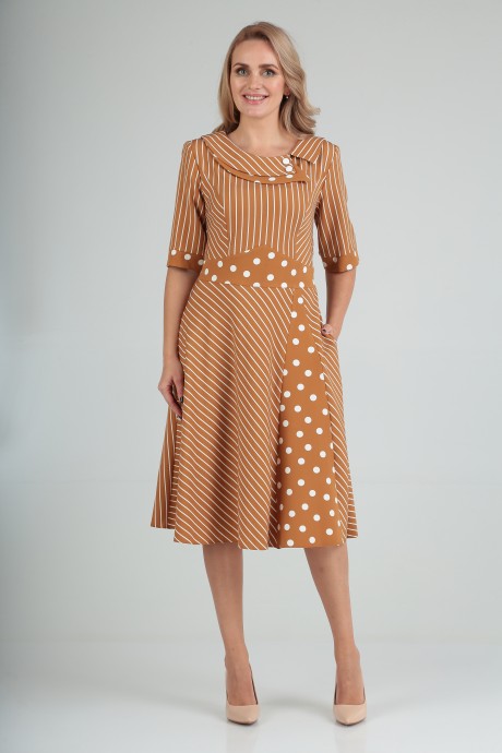 Платье Moda-Versal 2187 горчица (полоска) размер 44-52 #4