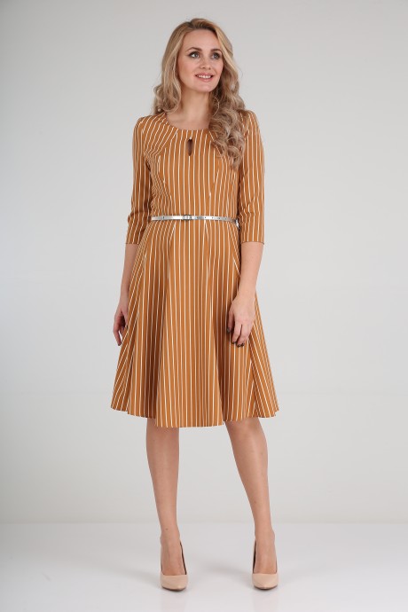 Платье Moda-Versal 2275 полоска горчица размер 46-52 #2