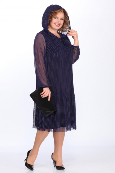 Вечернее платье Lady Secret 3622/1 синий+горох размер 54-58 #3