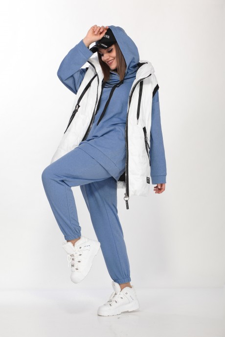 Спортивный костюм Lady Secret 4001 тройка белый+синий размер 50-60 #1