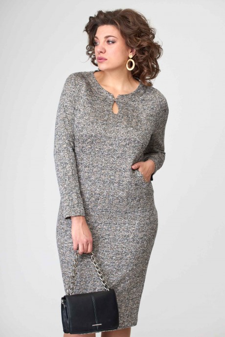 Платье Асолия 2599 серый, беж размер 52-58 #2