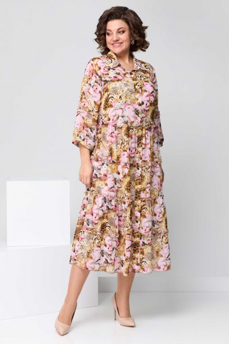 Платье Асолия 2664 бежево-розовый размер 52-56 #1