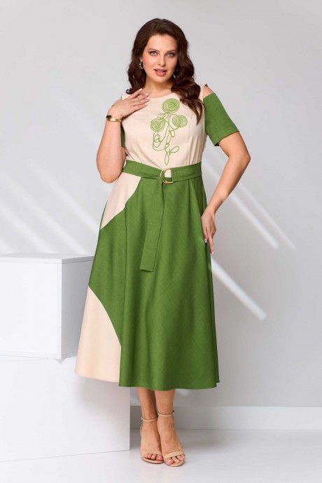 Платье Асолия 2681 бежево-зеленый размер 48-52 #1