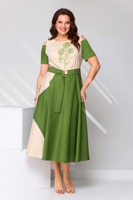 Платье Асолия 2681 бежево-зеленый размер 48-52 #2