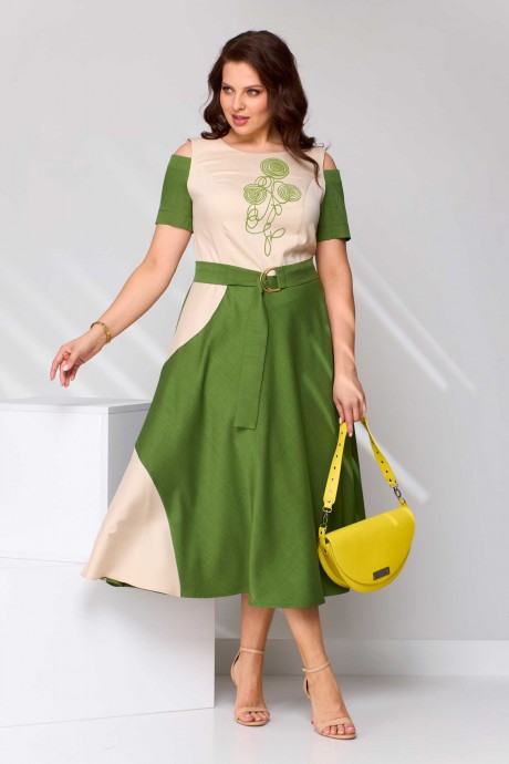 Платье Асолия 2681 бежево-зеленый размер 48-52 #3