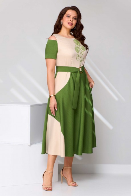 Платье Асолия 2681 бежево-зеленый размер 48-52 #5