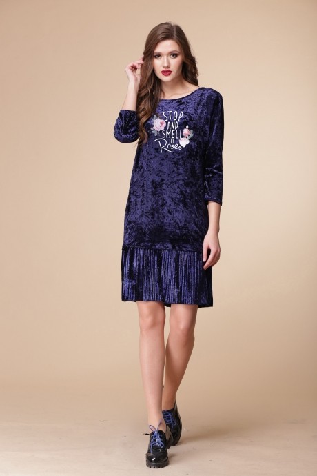 Вечернее платье Ладис Лайн 905 синий бархат размер 46-50 #1