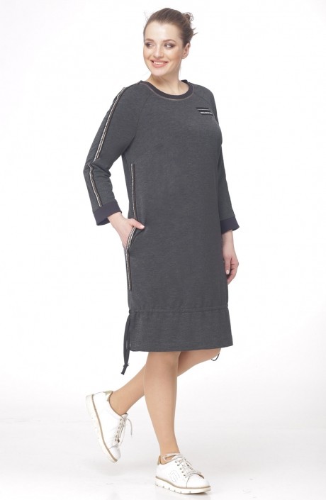 Платье Ладис Лайн 906 серый+чёрный размер 50-54 #1