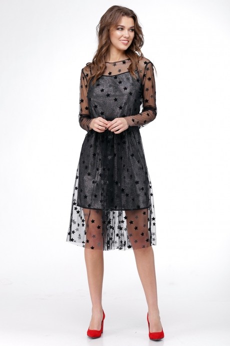 Вечернее платье Ладис Лайн 1029 серебристо-черный размер 44-48 #3