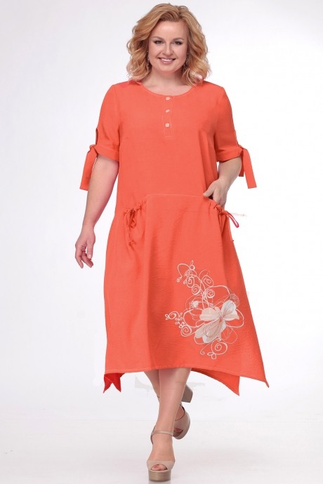 Платье Ладис Лайн 1080 бледный лосось с печатью размер 62-66 #1