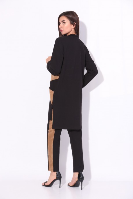 Спортивный костюм Ладис Лайн 1196 черный с бежевым размер 44-54 #5