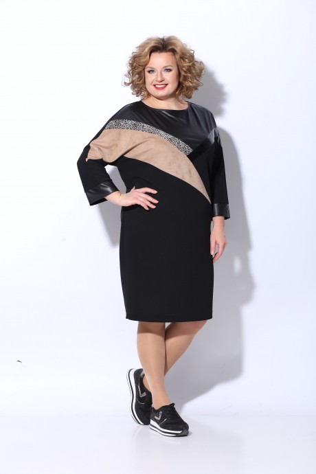 Платье Ладис Лайн 1191 черный с бежевым размер 56-60 #2