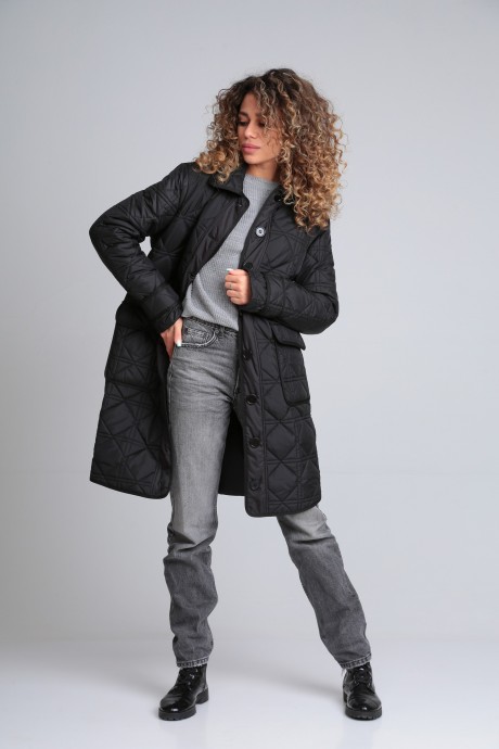 Пальто Ладис Лайн В148 черный размер 44-50 #4