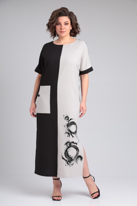 Платье Ладис Лайн 1494 натуральный, черный размер 50-60 #1