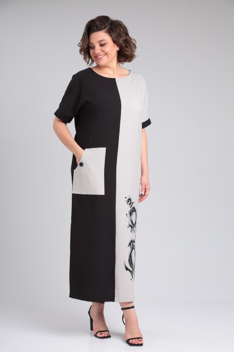 Платье Ладис Лайн 1494 натуральный, черный размер 50-60 #2