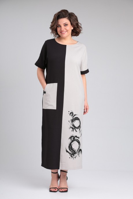 Платье Ладис Лайн 1494 натуральный, черный размер 50-60 #3