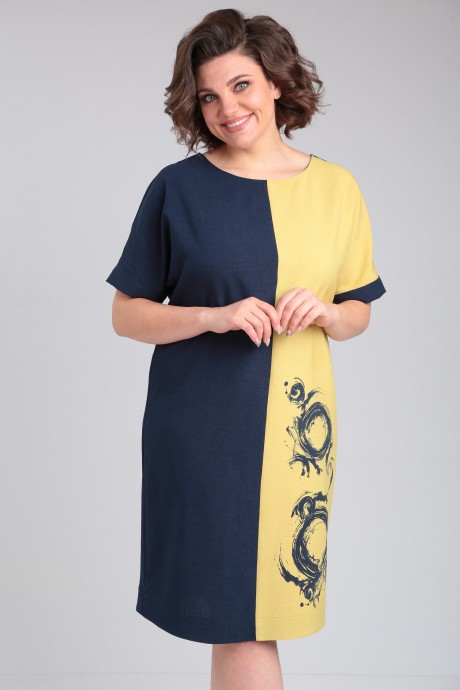 Платье Ладис Лайн 1495 горчица, темно-синий размер 50-60 #5