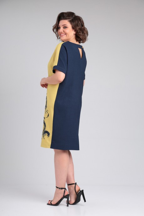 Платье Ладис Лайн 1495 горчица, темно-синий размер 50-60 #6