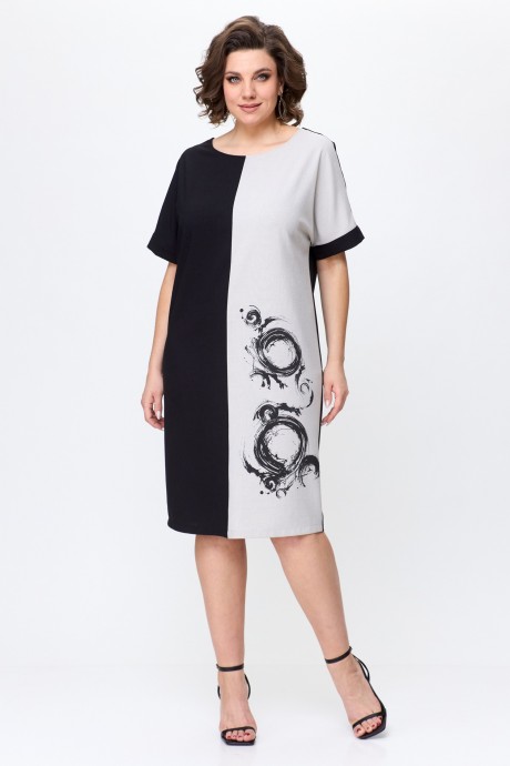 Платье Ладис Лайн 1495 натуральный, черный размер 50-60 #1