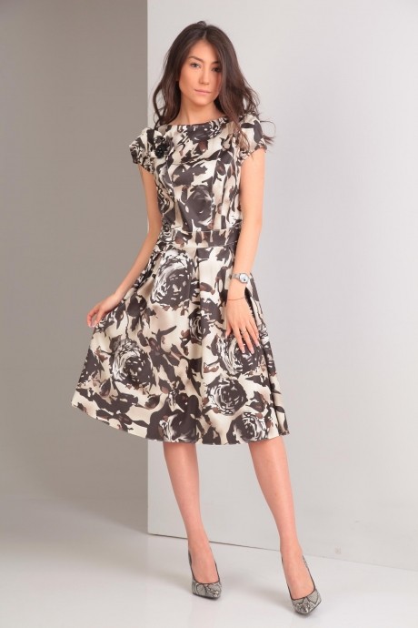 Платье TVIN 7028 бежево-коричневый размер 46-50 #1