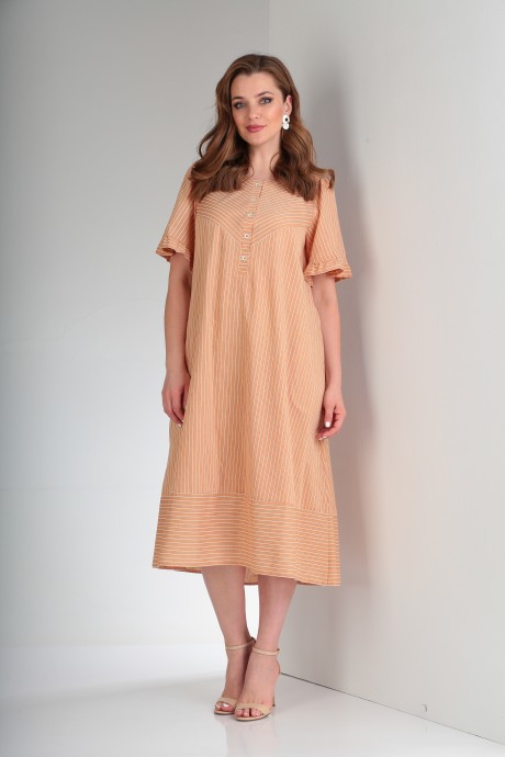 Платье TVIN 8102 полоска на беже размер 52-56 #1