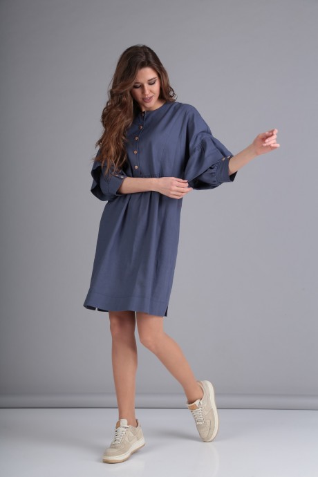 Платье TVIN 8111 голубой лён размер 44-54 #1