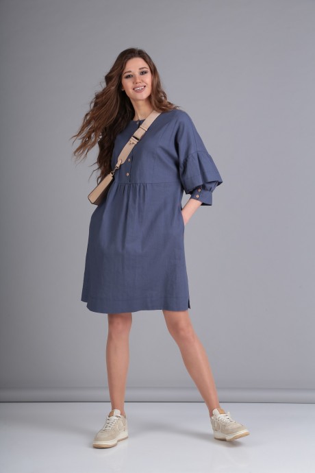 Платье TVIN 8111 голубой лён размер 44-54 #7