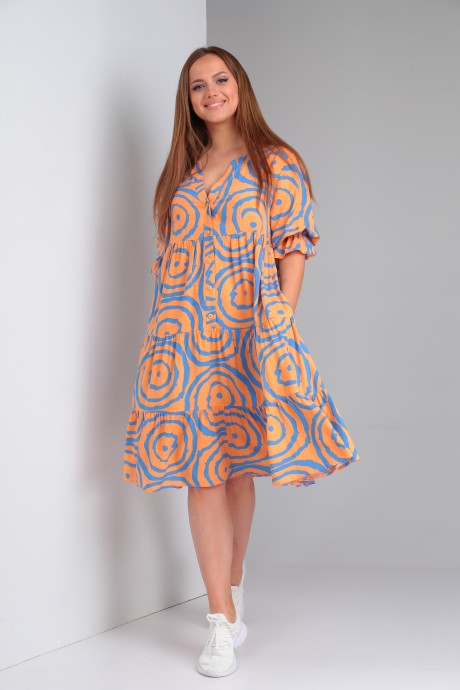 Платье TVIN 7632 оранжевый, синий размер 44-50 #1