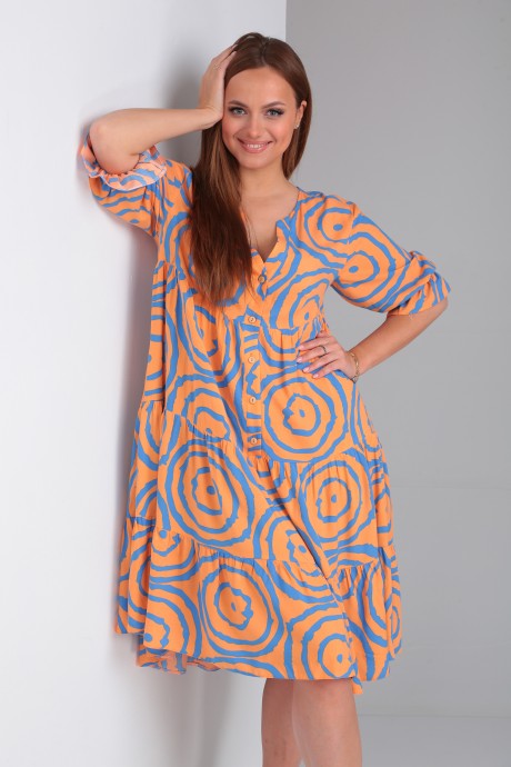 Платье TVIN 7632 оранжевый, синий размер 44-50 #5