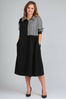 Платье TVIN 7764 черный+клетка